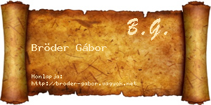 Bröder Gábor névjegykártya